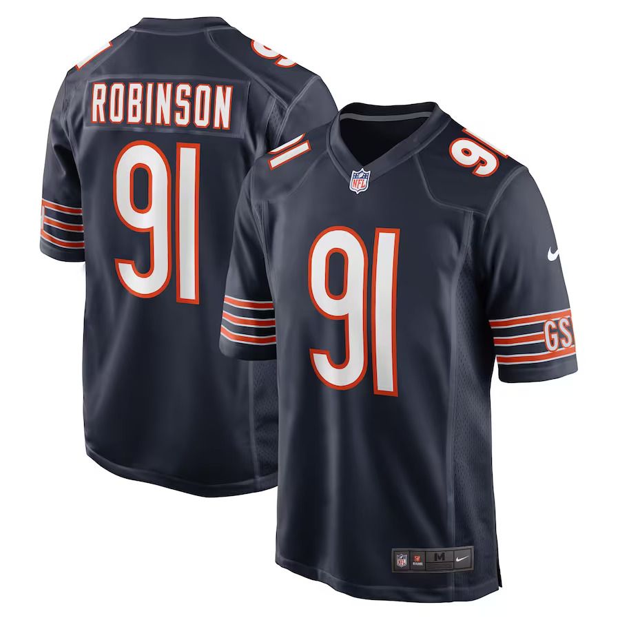 Men Chicago Bears #91 Dominique Robinson Nike Navy Game Player NFL Jersey